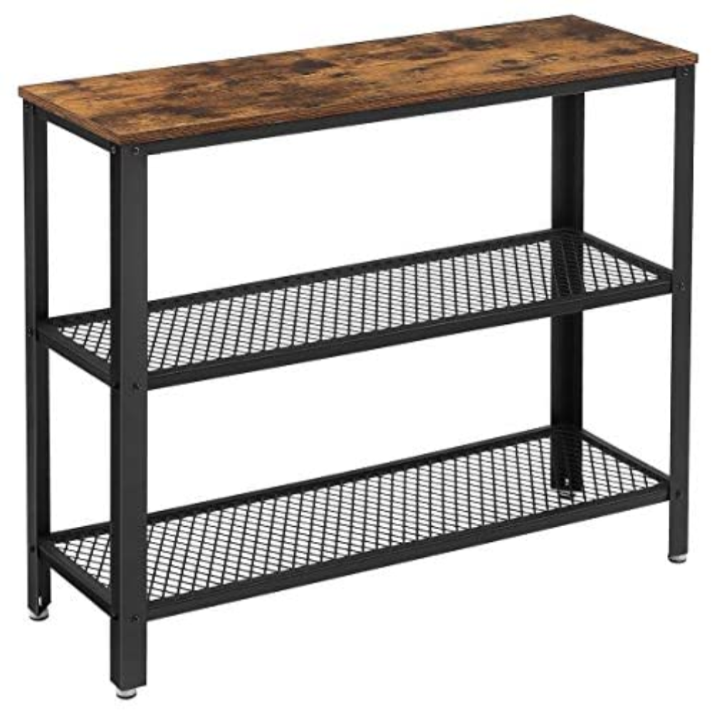 Tables Vasagle Industrial Console Table With 2 Mesh Shelves Rustic Brown And Black