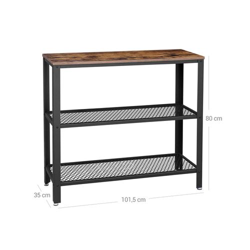 Tables Vasagle Industrial Console Table With 2 Mesh Shelves Rustic Brown And Black