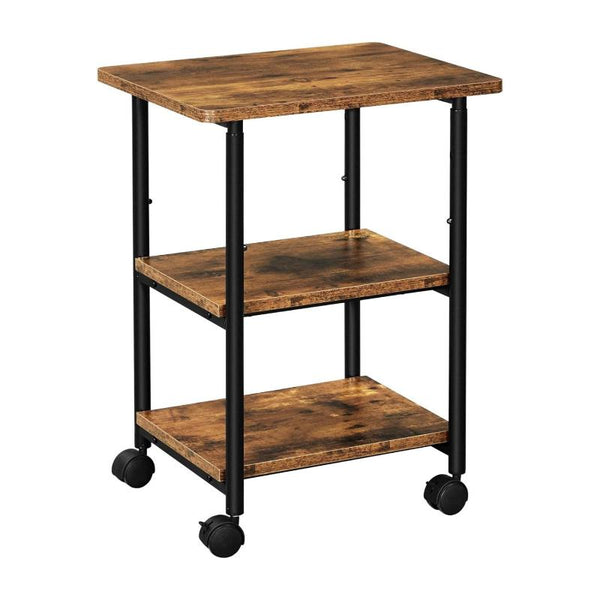 Side Tables Vasagle 3 Tier Machine Cart With Wheels And Adjustable Table Top Rustic Brown Black