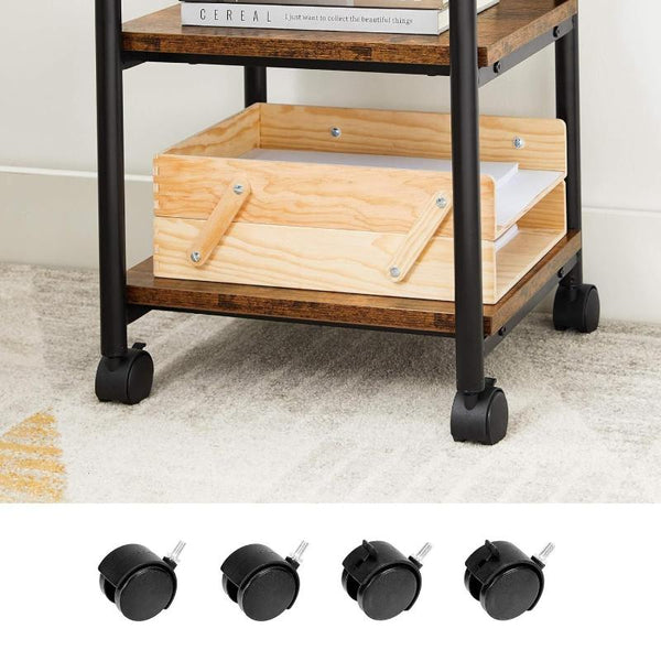 Side Tables Vasagle 3 Tier Machine Cart With Wheels And Adjustable Table Top Rustic Brown Black