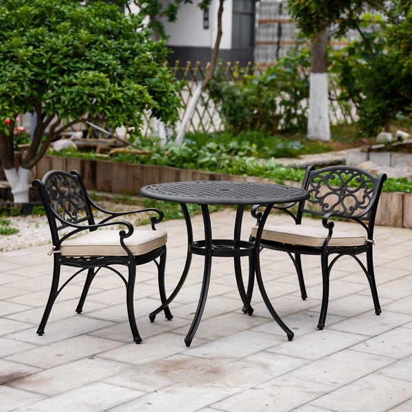 Patio Furniture Sets Marco Aluminium 3 Pce Setting(Cat 090 Black + Cac 042)