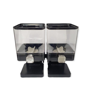 Food Storage Containers 2 X 3.7L Double Cereal Dispenser Black Square Rice Beans Countertop Storage