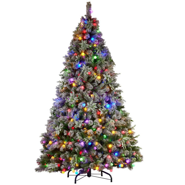 Seasonal Decorations Swishmas Snowy Crown Pine 2.7M Multicolour Pre Lit Christmas Tree With 2429 Tips