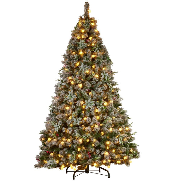 Seasonal Decorations Swishmas Snowy Crown Pine 2.7M Multicolour Pre Lit Christmas Tree With 2429 Tips