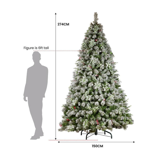 Seasonal Decorations Swishmas Snowy Crown Pine 2.7M Multicolour Pre Lit Christmas Tree With 2429 Tips