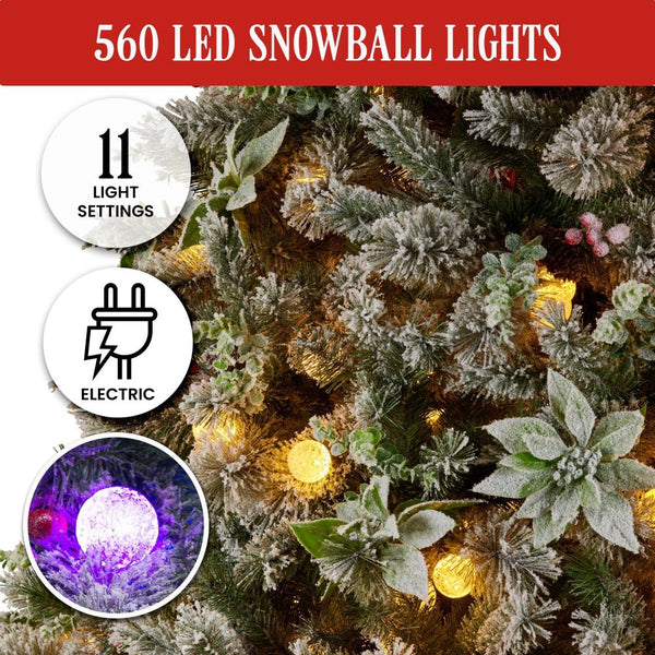 Seasonal Decorations Swishmas Snowy Crown Pine 2.7M Multicolour Pre Lit Christmas Tree With 2429 Tips