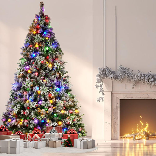 Seasonal Decorations Swishmas Snowy Crown Pine 2.7M Multicolour Pre Lit Christmas Tree With 2429 Tips