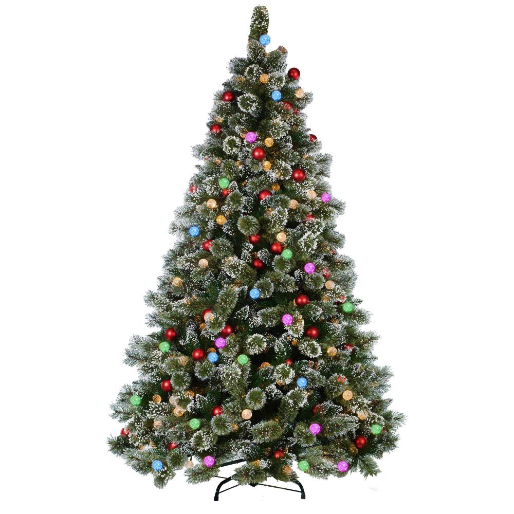 Seasonal Decorations Swishmas Snowy Bristle 2.7M Multicolour Pre Lit Christmas Tree With 2870 Tips