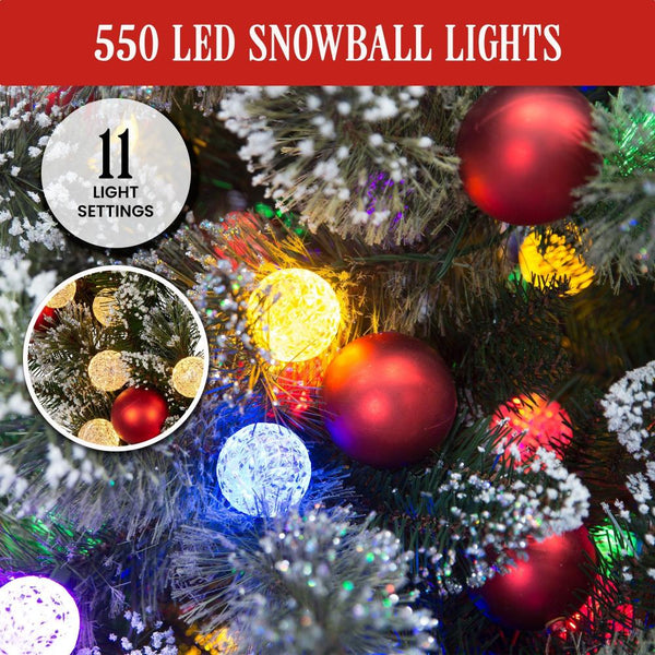 Seasonal Decorations Swishmas Snowy Bristle 2.7M Multicolour Pre Lit Christmas Tree With 2870 Tips