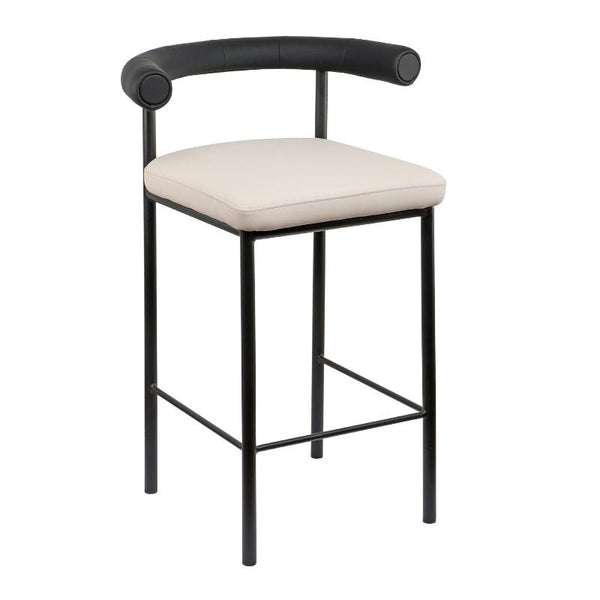 Benches Bar Stools Sarantino Cedric Bar Stool W/ High Density Foam Upholstered In Pu Leather Sturdy Iron Frame Black And Beige