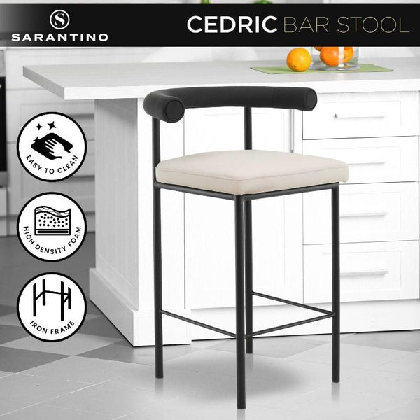 Benches Bar Stools Sarantino Cedric Bar Stool W/ High Density Foam Upholstered In Pu Leather Sturdy Iron Frame Black And Beige