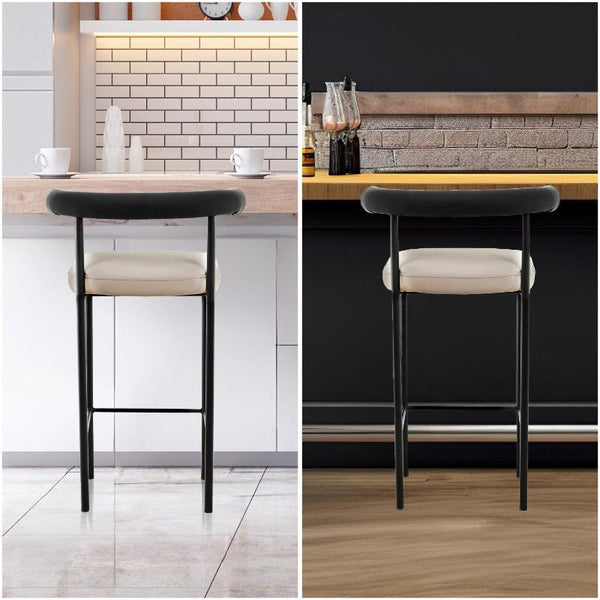 Benches Bar Stools Sarantino Cedric Bar Stool W/ High Density Foam Upholstered In Pu Leather Sturdy Iron Frame Black And Beige