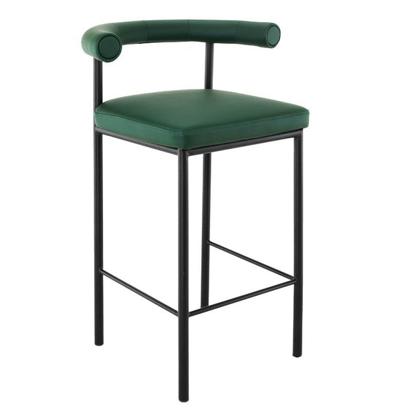 Benches Bar Stools Sarantino Cedric Bar Stool W/ High Density Foam Upholstered In Pu Leather Sturdy Iron Frame Green