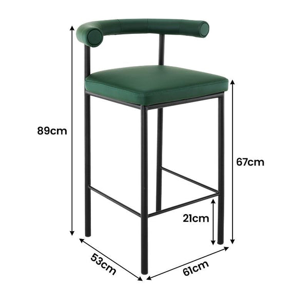 Benches Bar Stools Sarantino Cedric Bar Stool W/ High Density Foam Upholstered In Pu Leather Sturdy Iron Frame Green