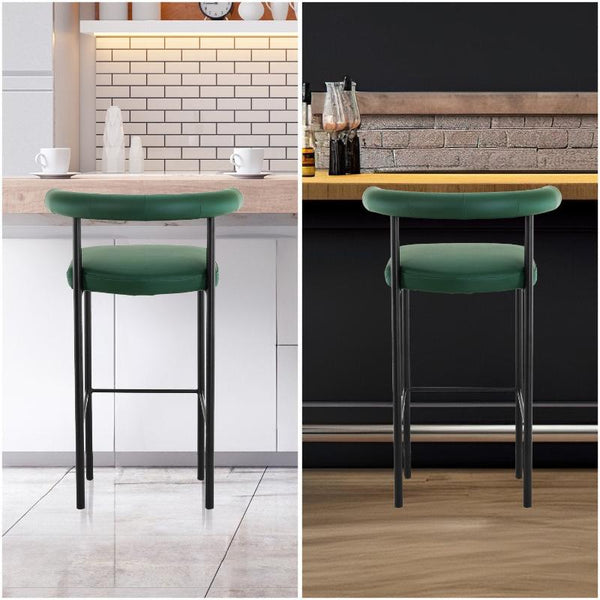 Benches Bar Stools Sarantino Cedric Bar Stool W/ High Density Foam Upholstered In Pu Leather Sturdy Iron Frame Green