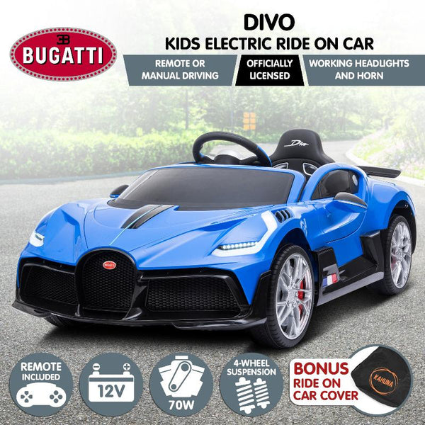 Kids Ride On Toys Kahuna Licensed Bugatti Divo Kids Electric Ride On Car Blue