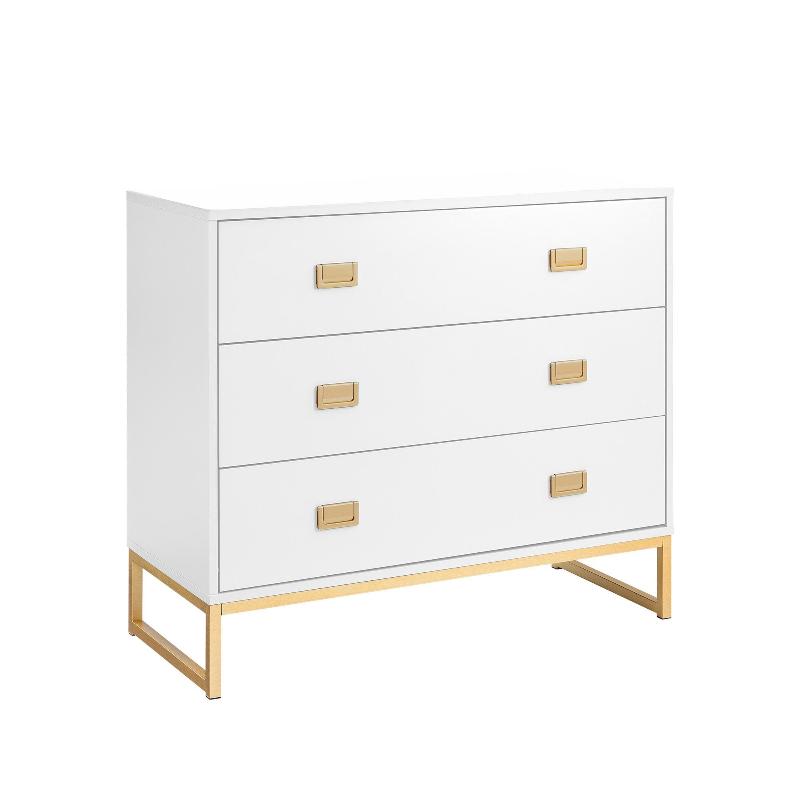 Dressers & Chests of Drawers Sarantino Amara Chest Of Drawers Tallboy Dresser White/Gold