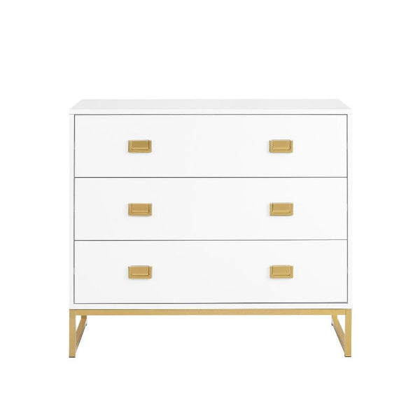 Dressers & Chests of Drawers Sarantino Amara Chest Of Drawers Tallboy Dresser White/Gold