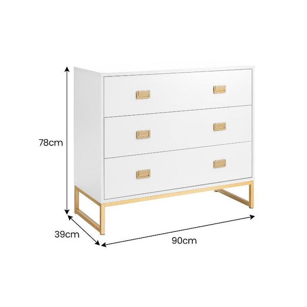 Dressers & Chests of Drawers Sarantino Amara Chest Of Drawers Tallboy Dresser White/Gold