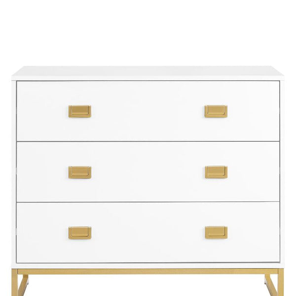 Dressers & Chests of Drawers Sarantino Amara Chest Of Drawers Tallboy Dresser White/Gold