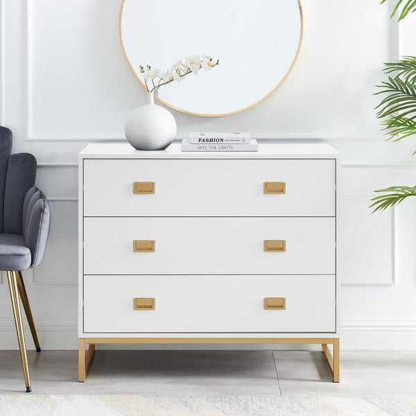 Dressers & Chests of Drawers Sarantino Amara Chest Of Drawers Tallboy Dresser White/Gold