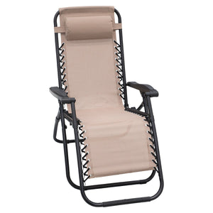 Patio Chairs Wallaroo Gravity Reclining Deck Lounge Sun Beach Chair Outdoor Folding Camping Beige