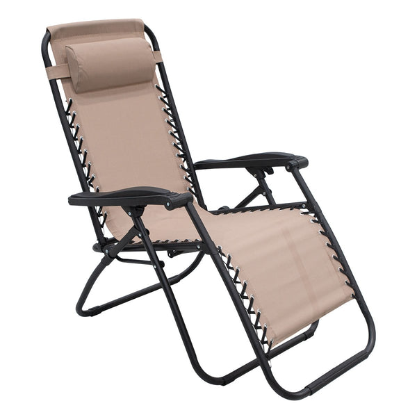 Patio Chairs Wallaroo Gravity Reclining Deck Lounge Sun Beach Chair Outdoor Folding Camping Beige