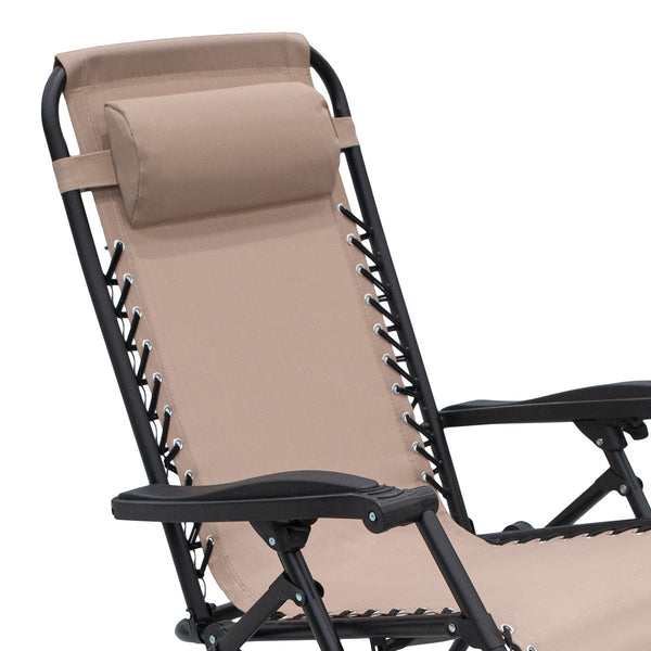 Patio Chairs Wallaroo Gravity Reclining Deck Lounge Sun Beach Chair Outdoor Folding Camping Beige