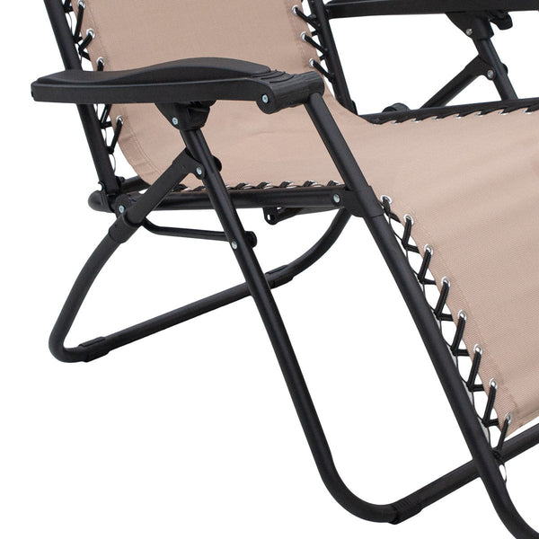 Patio Chairs Wallaroo Gravity Reclining Deck Lounge Sun Beach Chair Outdoor Folding Camping Beige