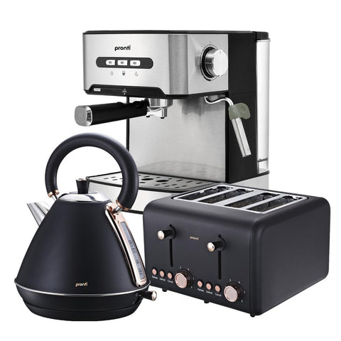 Kettles Pronti Toaster Kettle & Coffee Machine Breakfast Set Black