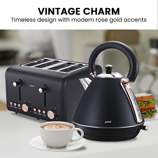 Kettles Pronti Toaster Kettle & Coffee Machine Breakfast Set Black