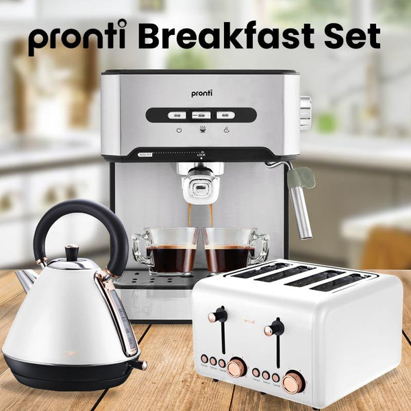 Kettles Pronti Toaster Kettle & Coffee Machine Breakfast Set White