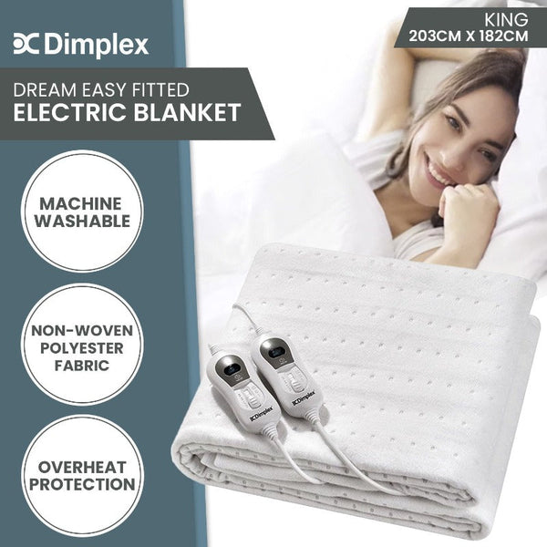 Electric Blankets Dimplex Dream Easy Fitted King Size Electric Blanket