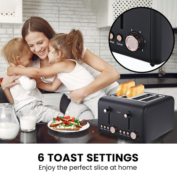 Toasters Pronti Rose Trim Collection Toaster & Kettle Bundle Black