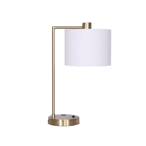 Lamps Sarantino Metal Task Lamp With Usb Charging Port Antique Brass Finish