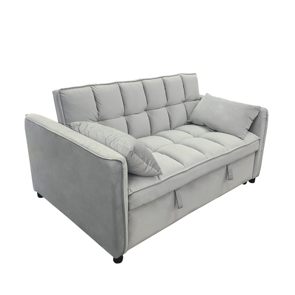 Sofa Beds Sarantino Quincy 2 Seater Velvet Sofa Bed In Dark Grey With Wooden Frame And Tufted Design Light