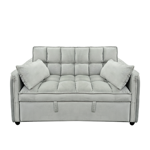 Sofa Beds Sarantino Quincy 2 Seater Velvet Sofa Bed In Dark Grey With Wooden Frame And Tufted Design Light