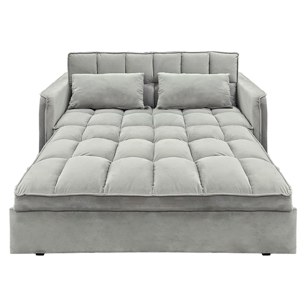 Sofa Beds Sarantino Quincy 2 Seater Velvet Sofa Bed In Dark Grey With Wooden Frame And Tufted Design Light