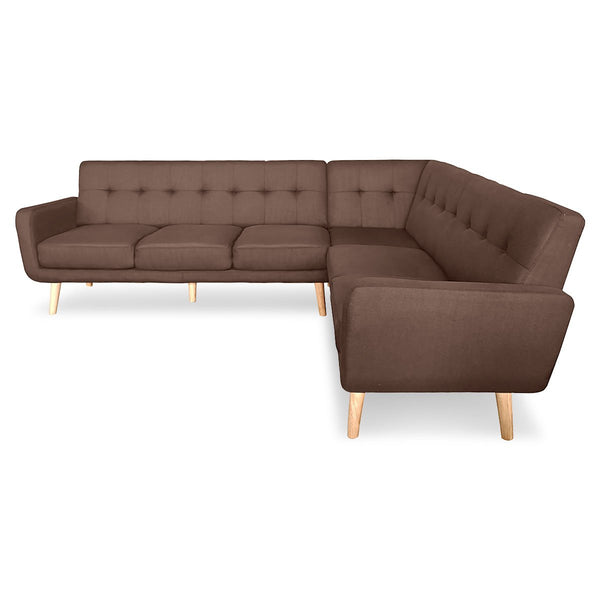 Sofas, Armchairs & Couches Sarantino Faux Linen Corner Wooden Sofa Lounge Shaped With Chaise Brown