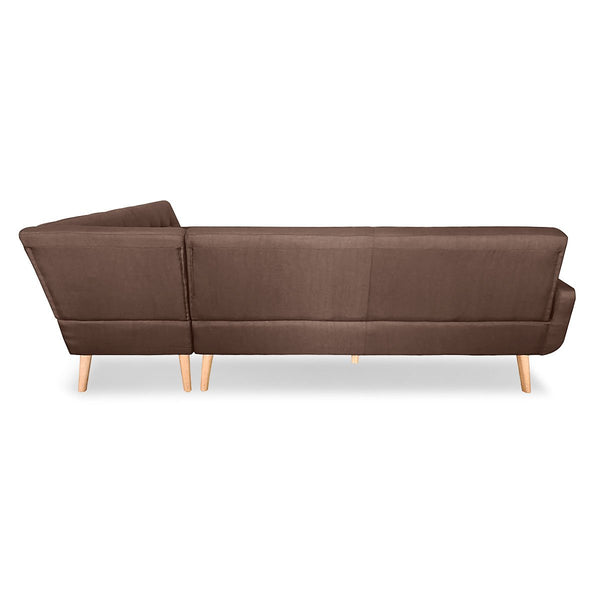 Sofas, Armchairs & Couches Sarantino Faux Linen Corner Wooden Sofa Lounge Shaped With Chaise Brown