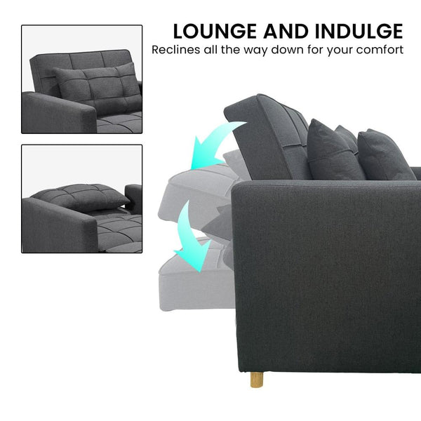 Sofas, Armchairs & Couches Sarantino Suri 3 In 1 Convertible Lounge Chair Bed Dark Grey