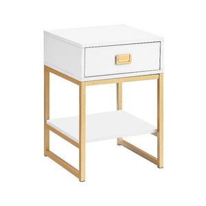 Bedside Tables Sarantino Alessia Bedside Table In White/Gold