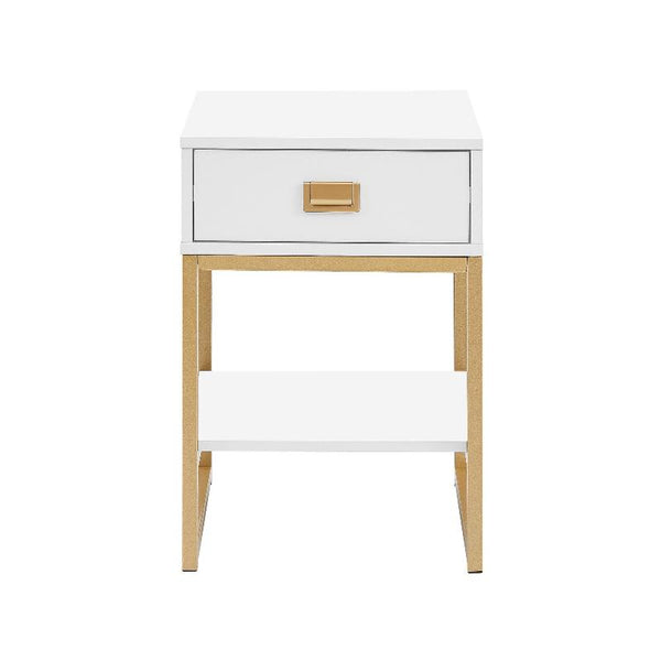 Bedside Tables Sarantino Alessia Bedside Table In White/Gold