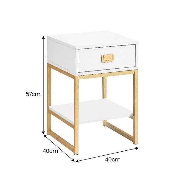 Bedside Tables Sarantino Alessia Bedside Table In White/Gold