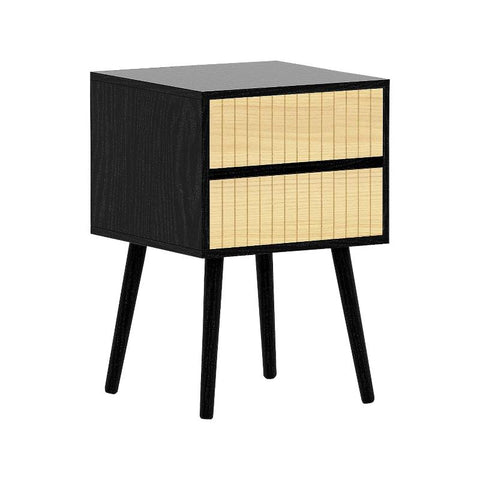 Bedside Tables Sarantino Ivan Bedside Table Night Stand Black/Natural