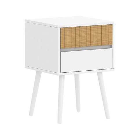 Bedside Tables Sarantino Clio Bedside Table Night Stand White/Natural