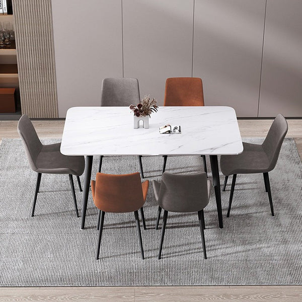 Dining Tables 120X60cm Glossy Pandora Minimalist Slate Kitchen Dining Table Marble Lunch Dinner Solid Metal Legs