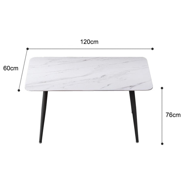 Dining Tables 120X60cm Glossy Pandora Minimalist Slate Kitchen Dining Table Marble Lunch Dinner Solid Metal Legs