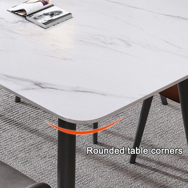 Dining Tables 120X60cm Glossy Pandora Minimalist Slate Kitchen Dining Table Marble Lunch Dinner Solid Metal Legs