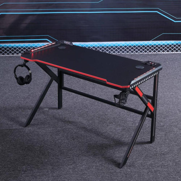 Home Office Desks Gaming Desk Desktop Pc Computer Desks Racing Table Office Laptop Home K Shaped Legs Black 140Cm